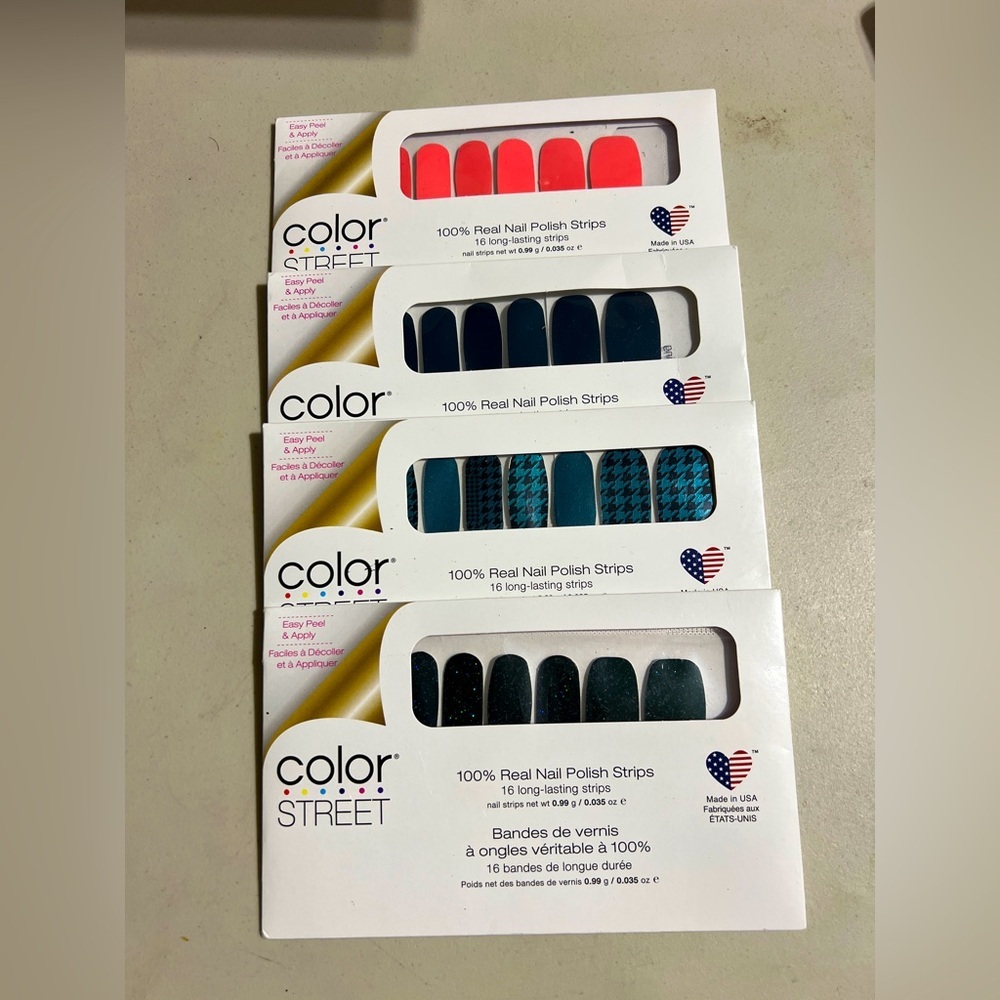 1 Set Color Street 100% Real Nail Polish Strips Set Of 4